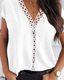 Hollow Out Short Sleeve Casual Top