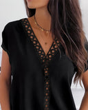 Hollow Out Short Sleeve Casual Top