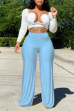 Casual Solid Split Joint High Waist Straight Solid Color Bottoms