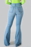 Casual Street Solid Ripped Split Joint High Waist Denim Jeans