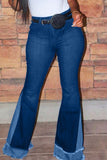 Fashion Casual Mid Waist Denim Trousers (Without Belt)