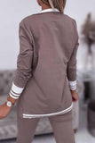 Casual Solid Patchwork Cardigan Pants Turndown Collar Long Sleeve Two Pieces