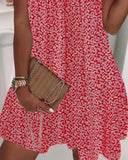 Pink Ditsy Floral Print Sleeveless Casual Dress