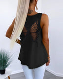 Butterfly Pattern Hollow Out Ruched Tank Top