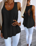 Butterfly Pattern Hollow Out Ruched Tank Top