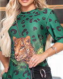 Leopard Tropical Print Casual Dress