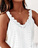 Eyelet Embroidery Contrast Lace Cami Top