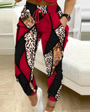 Puff Sleeve Top & Baroque Leopard Print Pants Set