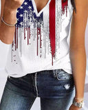 Independence Day Flag Print Notch Neck Tank Top