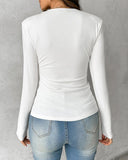 V Neck Long Sleeve Casual Top
