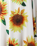 Sunflower Print Bell Sleeve Ruffle Hem Swing Dress