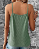 Chain Decor Eyelet Embroidery Lace Patch Tank Top