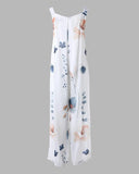 Floral Print Wide Leg Suspender Jumpsuit