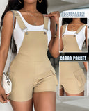 Pocket Design Casual Suspender Romper