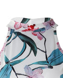 Floral Print Tank Top & Shorts Set With Belt