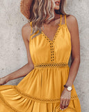Hollow Out V Neck Casual Dress