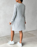 Pocket Design Buttoned Ribbed Casual Dress & Long Sleeve Open Front Coat