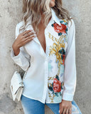 Floral Chain Print Buttoned Top