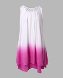 Gradient Tie Dye Print Hollow out Crochet Lace Summer Dress
