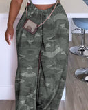 Camouflage Print Wide Leg Suspender Jumpsuit