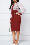 Casual Elegant Solid Bandage Hollowed Out Patchwork O Neck One Step Skirt Dresses