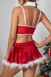 Sexy Party Solid Patchwork Feathers Christmas Day Lingerie
