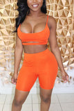 Fashion Lulu Back Sling Orange Two-Piece Set