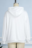 Street Daily Print Draw String Hooded Collar Tops