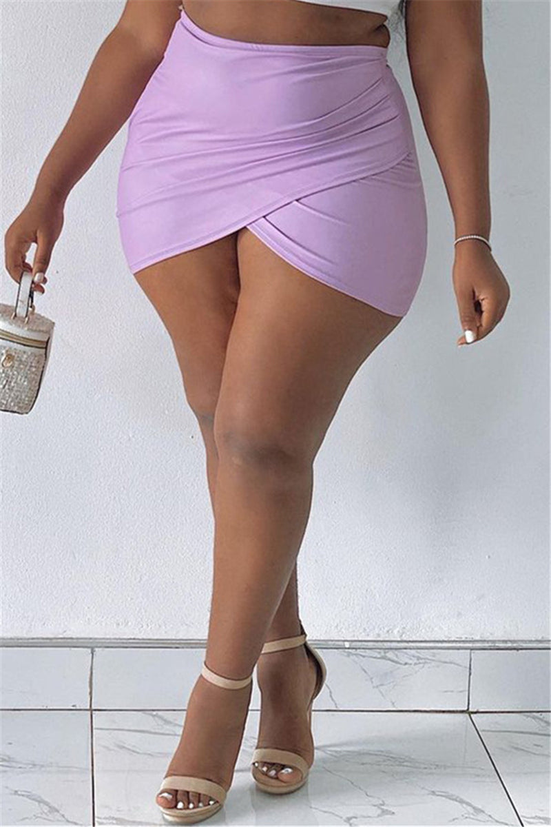 Sexy Casual Solid Asymmetrical Regular High Waist Skirt
