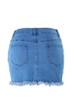 Casual Tassel Design Baby Blue Denim Mini Skirts