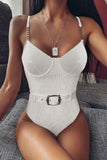 Sexy Fashion White Sling One-piece Swimsuit