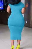Casual Ripped Split Joint O Neck Straight Plus Size Dresses