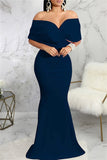 Fashion Sexy Solid Backless V Neck Evening Dress