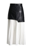 Casual Patchwork Contrast Pleated Regular High Waist Conventional Patchwork Skirt