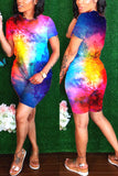 Fashion Casual Tie-dye Printed Multicolor Two-piece Set