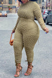 Fashion Casual Solid Beading O Neck Plus Size Jumpsuit