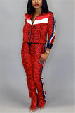 Autumn And Winter Ladies Snake Print Long Sleeve Sports Two Piece Suit