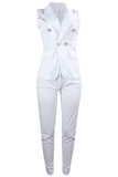 Fashion Sexy Two Piece Suits Solid Button Slim fit Regular Sleeveless Two-piece Pants Set