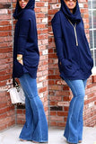 hooded Solid Patchwork Polyester Pure Long Sleeve