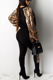Polyester adult Fashion Sexy Slim fit Leopard serpentine Camouflage Print Two Piece Suits pencil Lon