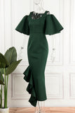 Elegant Solid Patchwork U Neck Evening Dress Plus Size Dresses