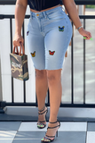 Casual Butterfly Print Split Joint Plus Size Jeans