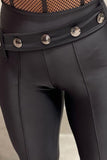Fashion Casual Solid Rivets Split Joint Regular High Waist Pencil Solid Color Bottoms