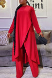 Casual Daily Elegant Simplicity Solid Color O Neck Long Sleeve Two Pieces