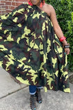 Casual Camouflage Print Backless Oblique Collar Dresses