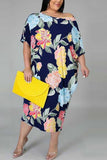 Fashion Print Plus Size Multicolor Loose Long Dress