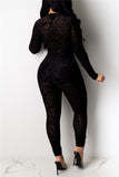 Sexy street Print perspective Leopard grain Knitting Long Sleeve V Neck Jumpsuits