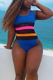 Sexy Stitching Plus Size Multicolor Swimsuit