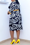 Fashion Casual Print Patchwork V Neck Pencil Skirt Plus Size Dresses