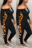 Fashion Stitching Strap Leopard Jumpsuit
